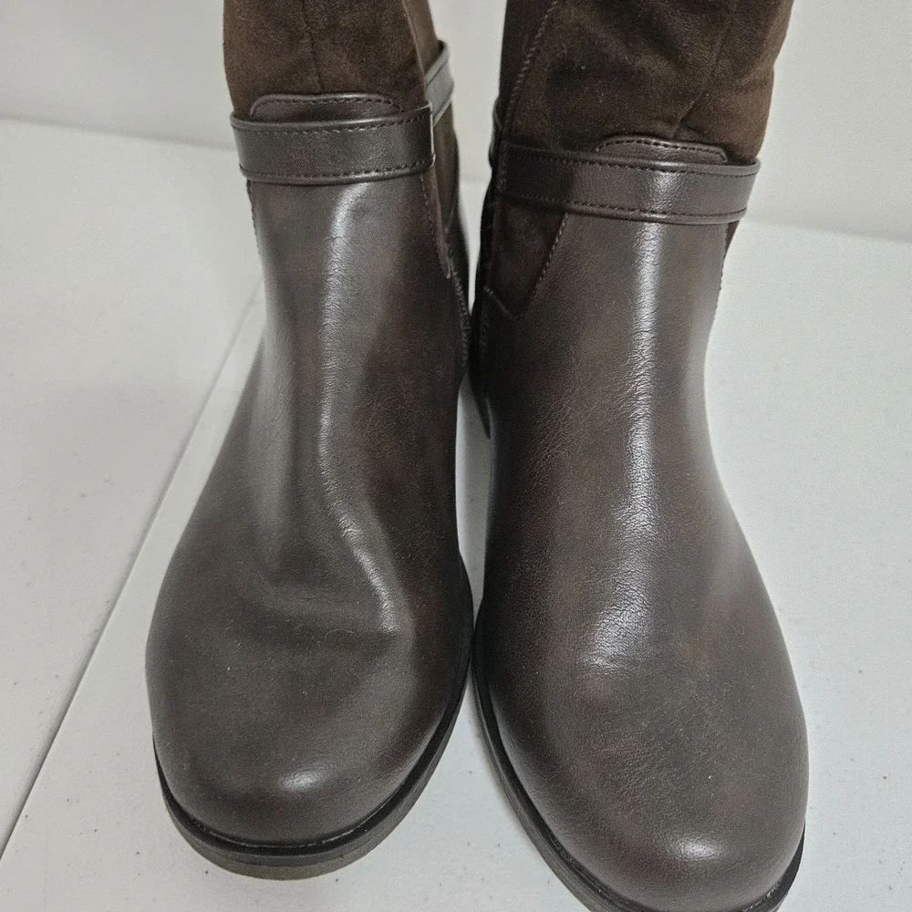 The Childrens Place Tall Boots Girls 5 Dark Brown Heart Buckle Riding Equestrian